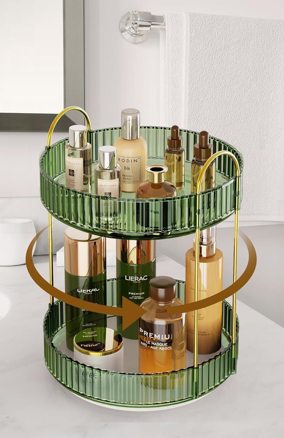  MAMI&BABI Rotating Makeup Organizer for Vanity, Large Capacity  Skincare Organizers, Spinning Perfume Holder for Cosmetics Storage and  Bathroom Countertop Organization. Gold 2-Tiers : Beauty & Personal Care