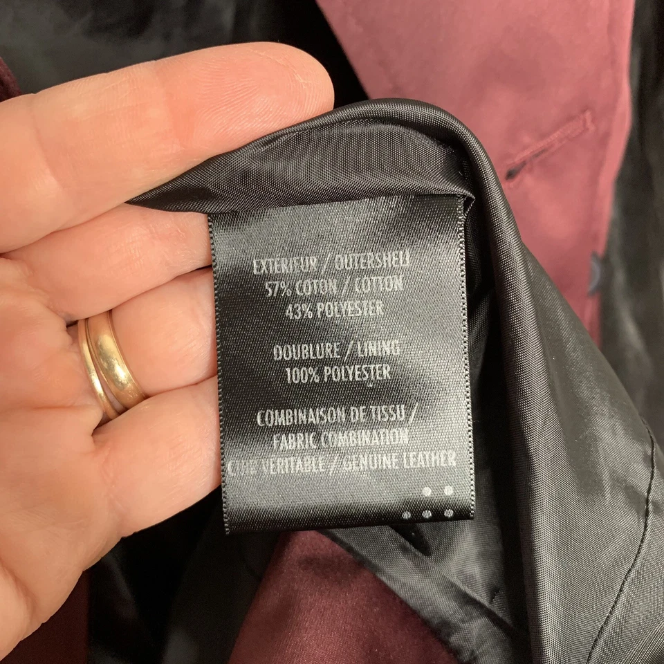 Gabardina Soia & Kyo Mujer con Detalles Cuero Talla Pequeña Negro Vino Foto 3 de 4