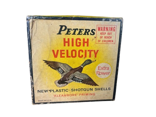Empty Ammo Box - Vintage Peters High Velocity 12 GA Shotgun Shells Mallard Duck