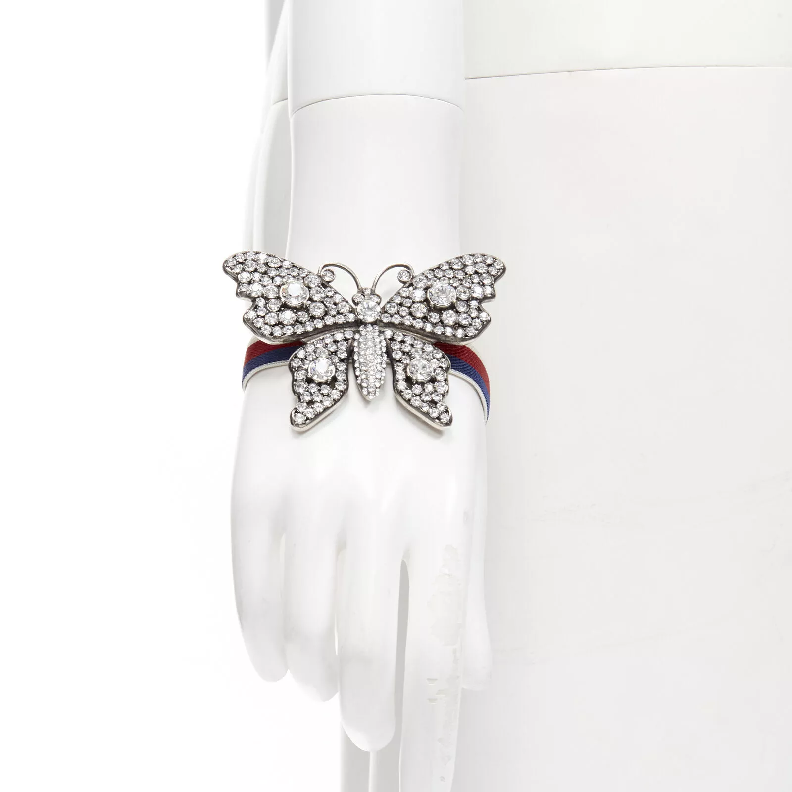 Bracelet ancien toile papillon cristal argenté GUCCI ALESSANDRO MICHELE