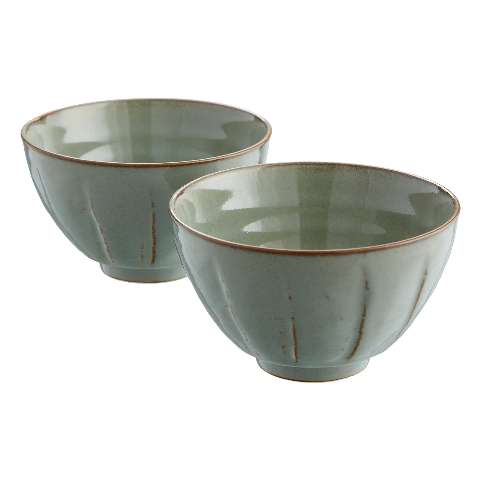 NEZUMI Reisschale Set Porzellan aus Japan Graugrün Ø 12,5 cm, H 7,5 cm