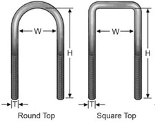 Leaf Spring U Bolt Round Top W: 65mm | H: 109mm | T: 9mm