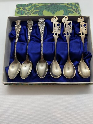 Indonesian Sterling Silver Spoons, Set Of Six (6) In Original