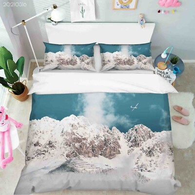 3D Schneeberg Wolken Himmel Steppdeckenbezüge Bettbezüge Set Bettwäsche