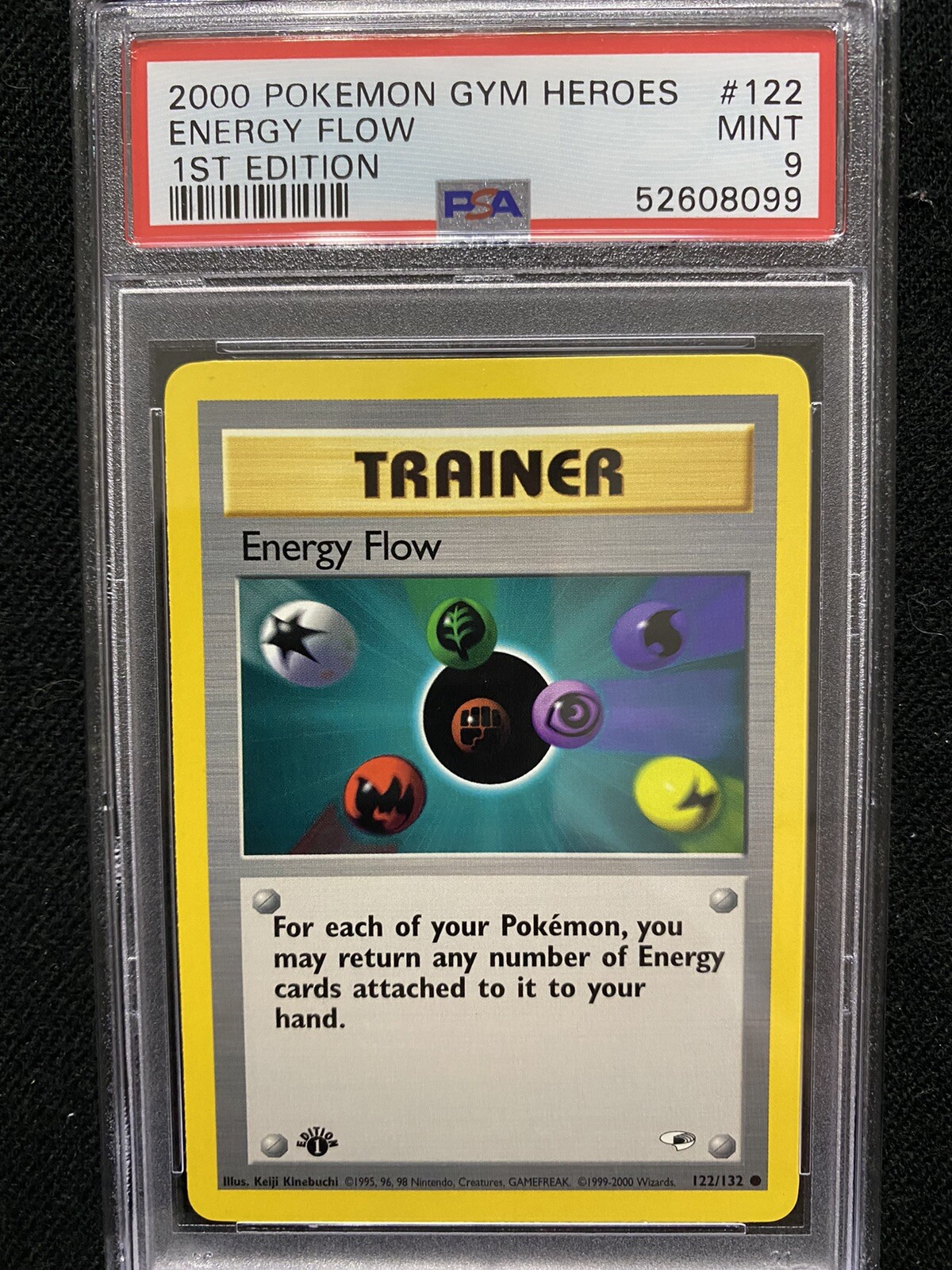 2000 Pokemon Gym Heroes 1st Edition Energy Flow 122/132 PSA 9 Mint