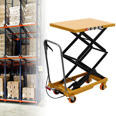 #ad #ad Single Scissor Hydraulic Lift Table With Locking Wheels For Handling New $294.94