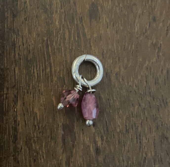 Sterling Silver Double Ruby Charm Pendant 925 - image 3