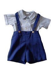 Baby Boys Gentleman Outfits Top Shorts Set Wedding Formal Suit 2 Pc 3t Blue Str