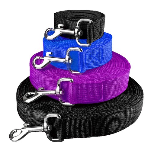 20ft Nylon Long Dog Leash For Training - Recall, Obedience & Camping Lead For Small To Large Dogs, Purple