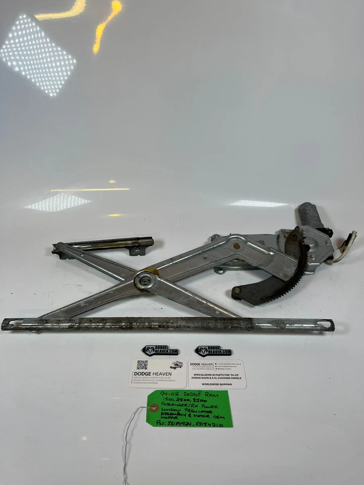 Conjunto regulador ventana eléctrica pasajero derecho OEM 1994-2002 Dodge Ram 1500-3500 Foto 3 de 4