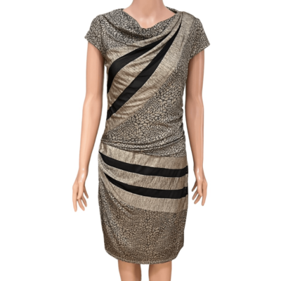 Betsey Johnson Metallic Gold Sheath Dress Women Size 6 Animal Print Ruched  Sides | eBay