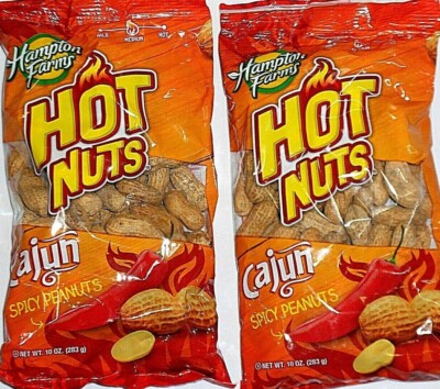 A1 Best Hampton Farms Spicy Cajun Peanuts in Shell 1 LOT 2-10 Oz Bags