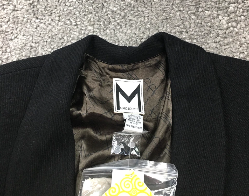 Blazer Marc Bouwer Mujer Mezcla Lana Talla L Negro Forrado con Cuentas Nuevo con Etiquetas Foto 2 de 4