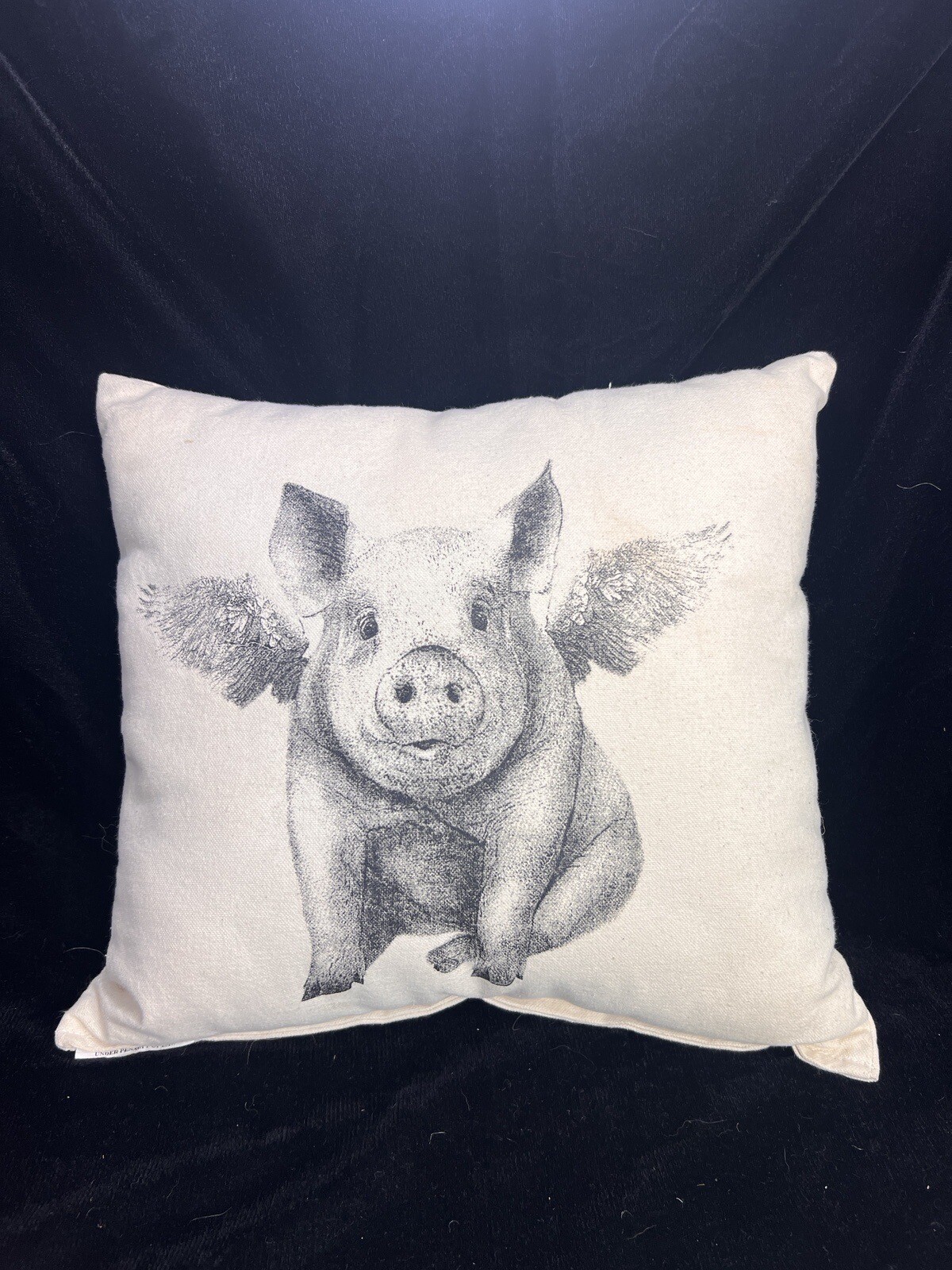 Maya Pickles When Pigs Fly Square Decorative Pillow 14” x 14” Cotton