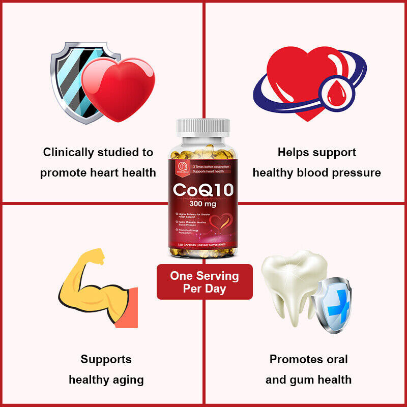 Coq10 300mg Blood Pressure Heart Health Supplement High Absorption