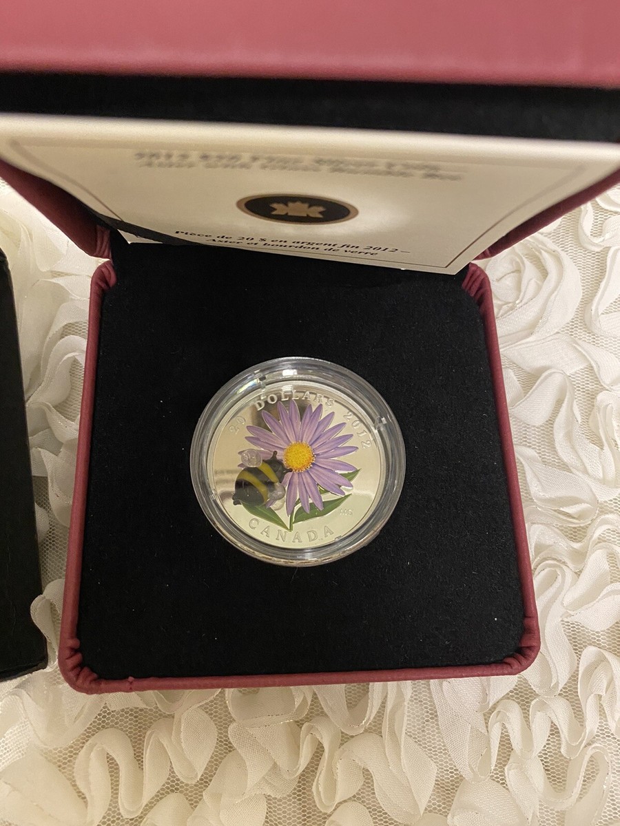 2012 Canada 1oz Silver $20 Aster&Venetian Glass Bumblebee with Box