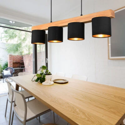 Esstischleuchte Hängelampe Pendelleuchte Holz natur 4 flammig Höhenverstellbar