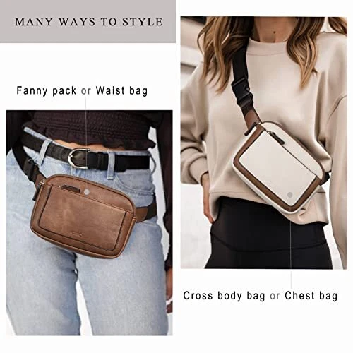 Leather Crossbody Belt Bag for Women Stylish Fanny Pack  