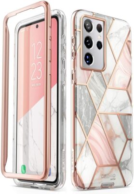 i-Blason for Samsung Galaxy S21 Ultra 5G Case Stylish Back Plate Cover Marble