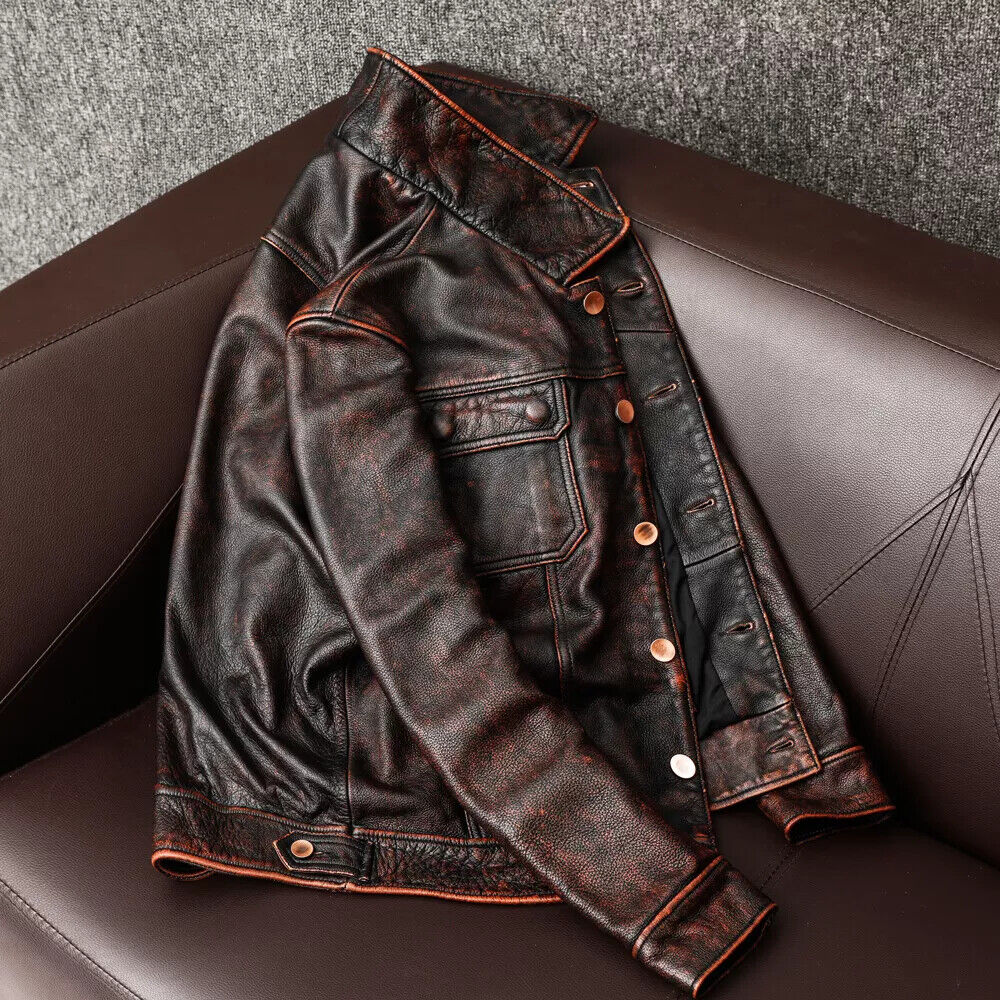 Free Shipping.sales Brand New Men Cowhide Coat.natural Quality Thick Men's  Genuine Leather Jacket.vintage Style Leather Clothes - Genuine Leather -  AliExpress