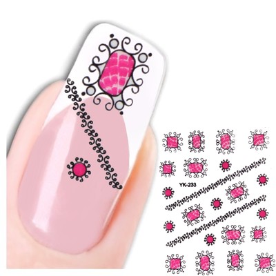 3D Nagel Sticker Nail Art Medaillon Rosa New Design Kult Aufkleber Water Decall