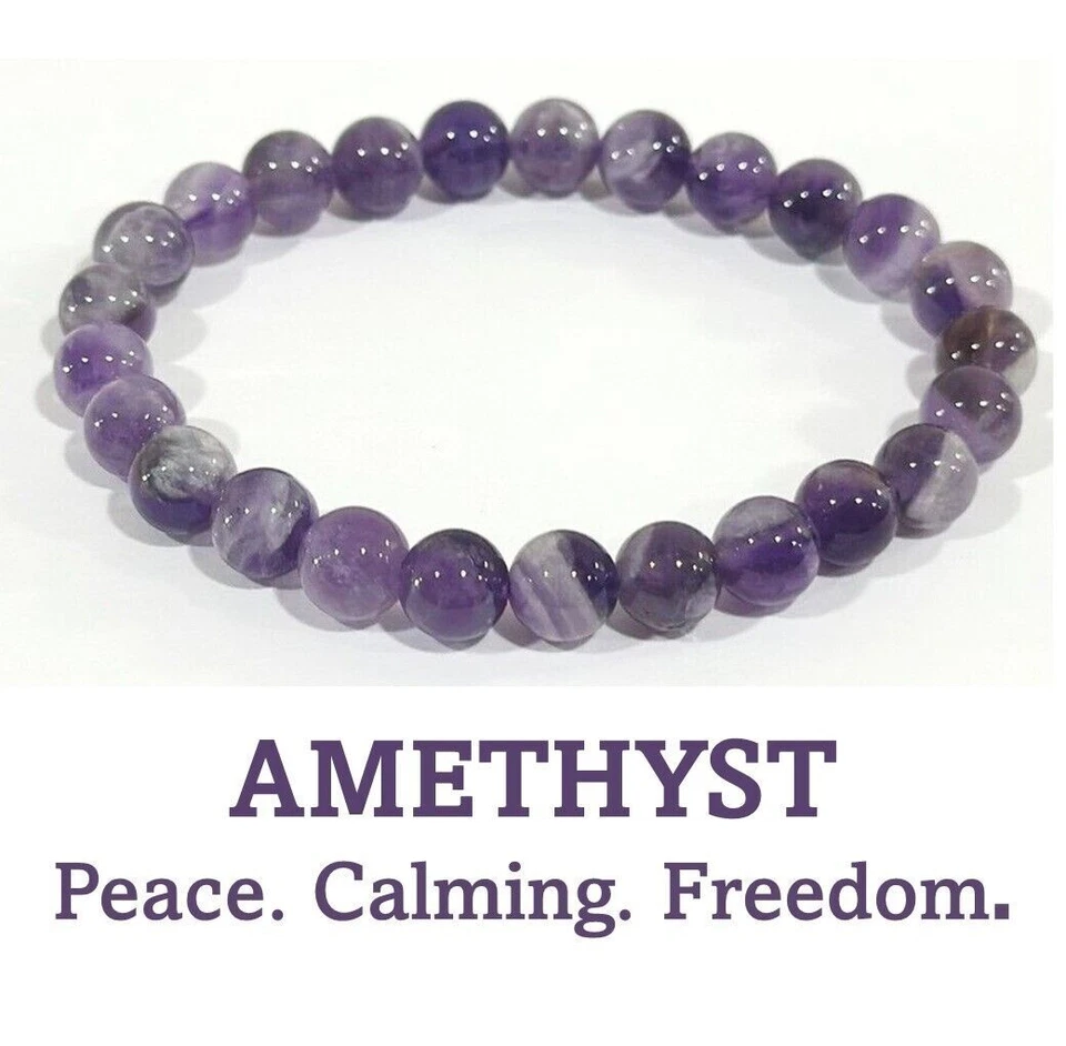  Amethyst Perlen Kristall Stein Heilung Armband 8 mm Perlen Chakra Geschenk Stein