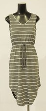 Shein Women's Knot Waist Curved Hem Striped Dress JL3 Gray/White Size XS