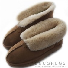 LUXURY LADIES SHEEPSKIN SLIPPER BOOT HARD SOLE WOOLCUFF