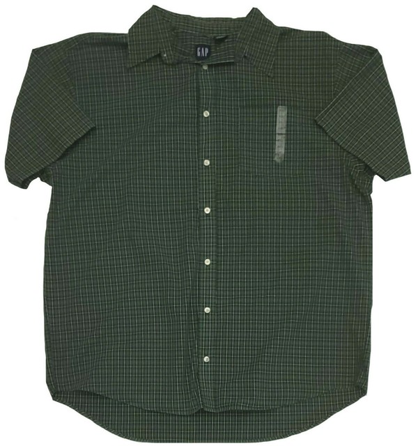Gap Mens Casual Big And Tall Shirt Short Sleeve Button Down Green Size