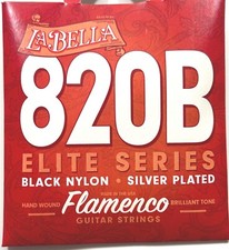 La Bella Guitar Strings Nylon 820B Black Nylon Silver Plated Flamenco