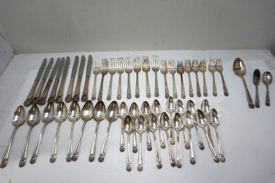 1847 ROGERS SILVERPLATE FLATWARE SET ETERNALLY YOURS 51pc SILVERWARE SERVICE 8