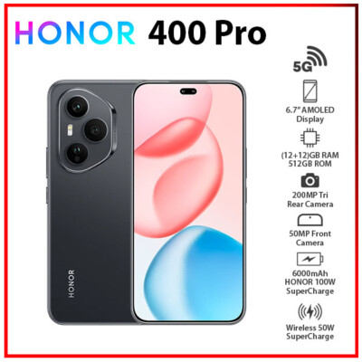 Honor 400 Pro 5G BLACK 12GB+512GB Dual SIM Unlocked Android Cell Phone