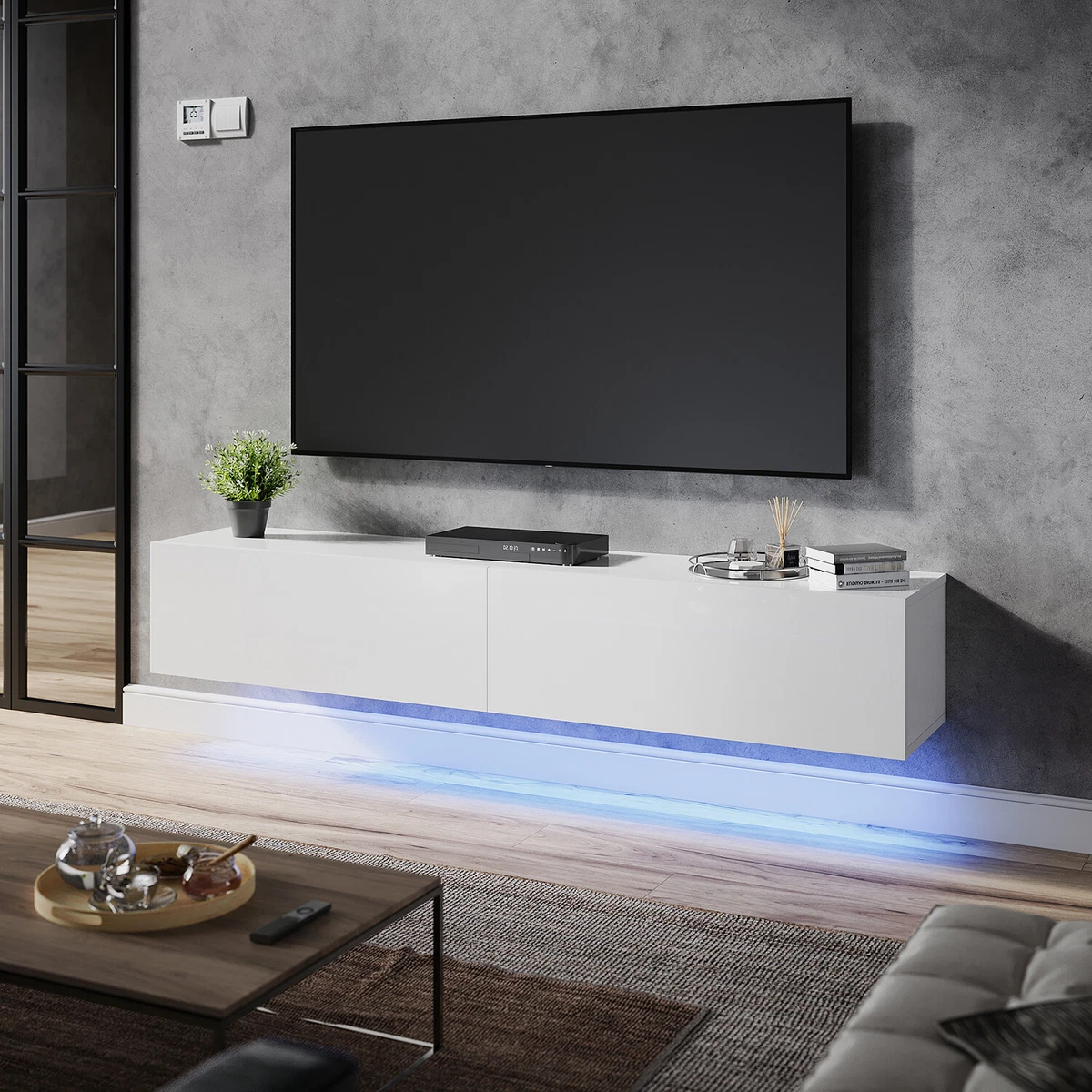 Floating tv unit with led lights deals