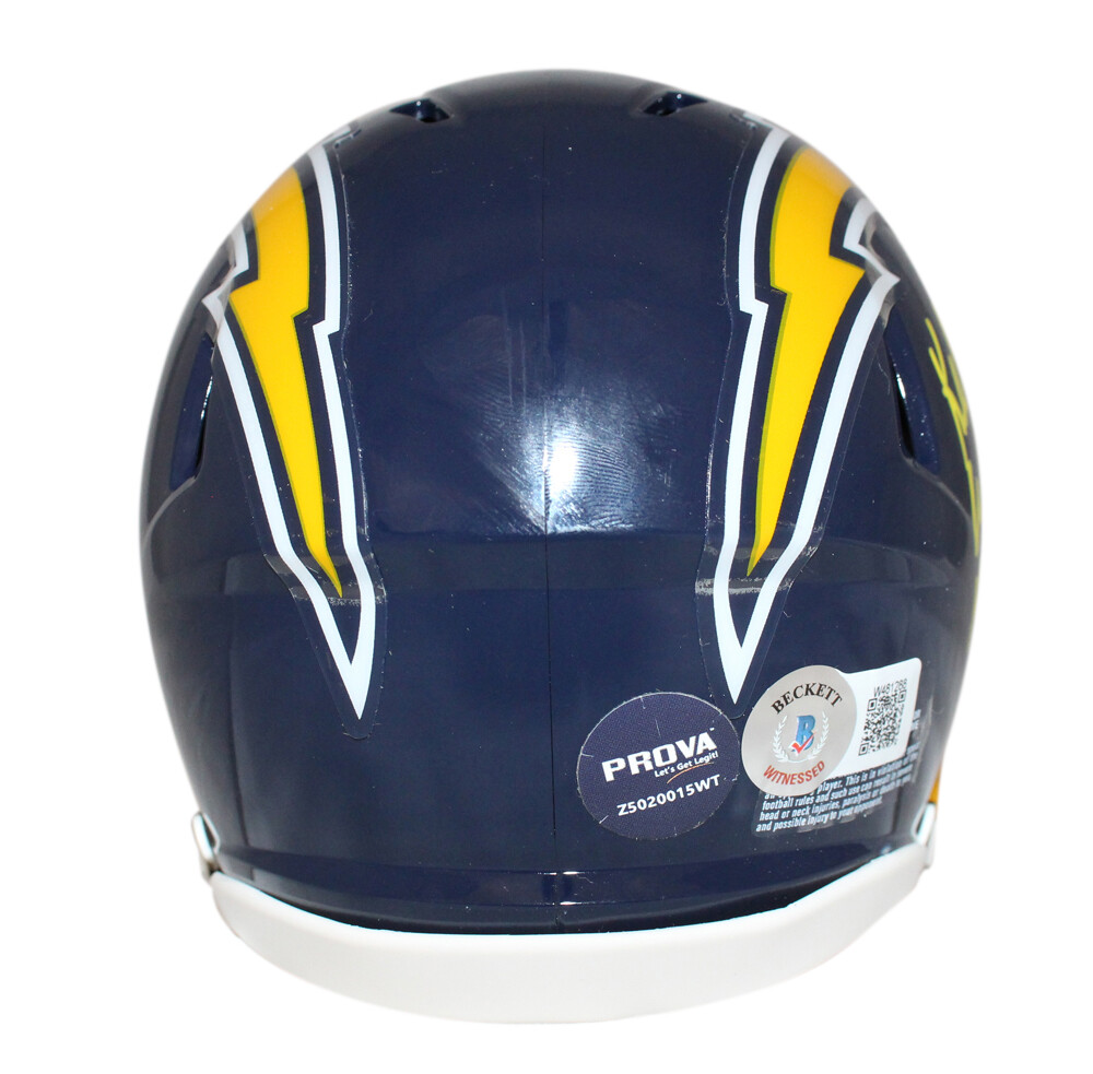 Football Signed Helmet Kellen Winslow Signed San Diego Chargers Mini Helmet  - Hall Of Fame Beckett Certified San Diego Chargers Collectible, image size:1000x983