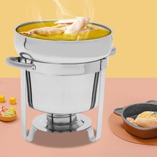 9.9 Quart Chafing Dish Round Buffet Soup Chafer Warmer w/Fuel Can 201 Stainless