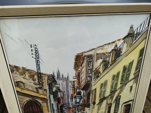 GUILLERMO MOLINA - SPANISH STREET SCENE ORIGINAL WATERCOLOUR PAINTING SIGNED - Picture 3 of 13