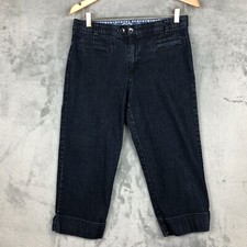 Bandolino Capri Denim Size 8 Dark Wash Cuffed 20" Inseam Blue Stretch Waistband