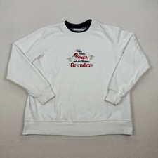 Vintage Christmas Sweatshirt Size Large White Crewneck Who Needs Santa Grandma