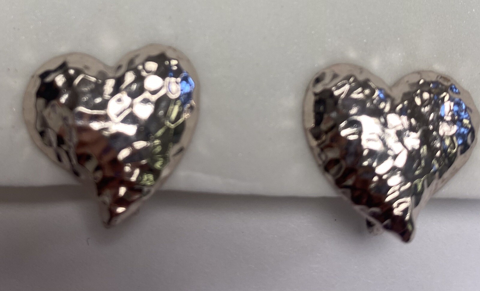 Vintage Hammered Silvertone Heart Shaped Clip Ear… - image 3
