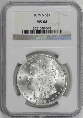 1879-S Morgan Silver Dollar $1 NGC MS64, Frosty Blast White [18F14]