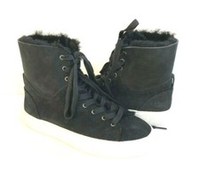 UGG BEVEN BLACK CUFFABLE HIGH TOP ANKLE LEATHER SNEAKER US 5 / EU 36 / UK 3