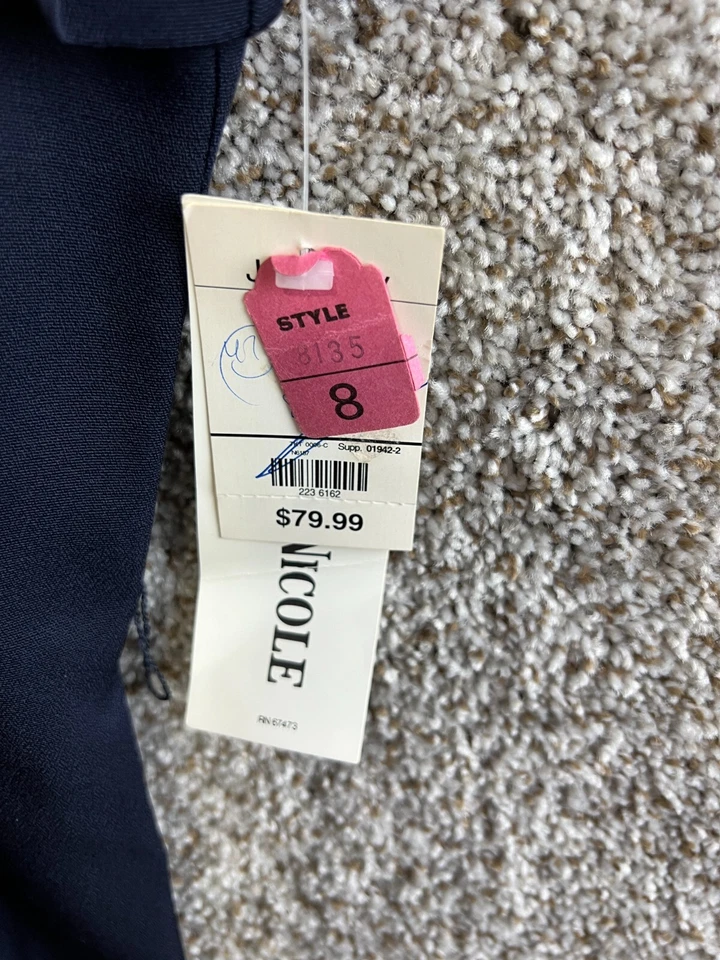 Danny & Nicole Blue|Ivory Dress Collared Button Front Long Dress Women's 8 VTG - Image 4 of 4