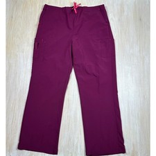 Carhartt Force Scrub Pants Burgundy Cargo Straight Leg Elastic Waist Work XL