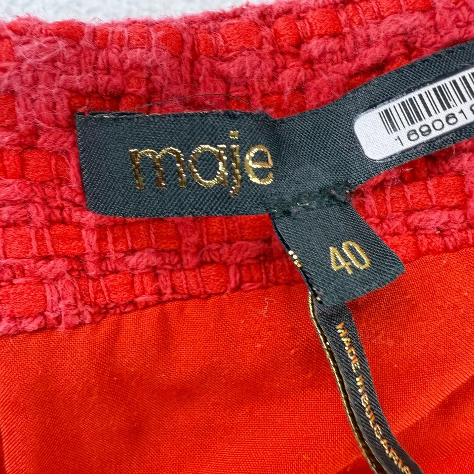 Maje Paris Dress Red Tweed Sleeveless Mini Square Neck Size FR 40 / US L - Image 3 of 4