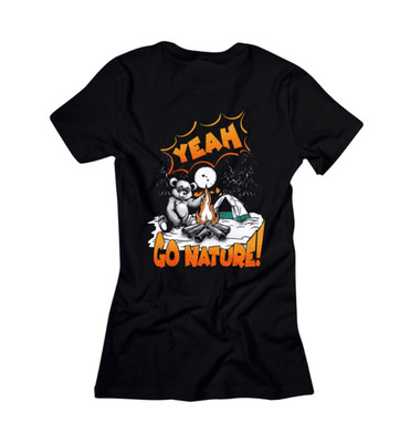 T-Shirt Spruch Druck  Go Nature Zelten Campen Lagerfeuer Outdoor Shirt Sommer