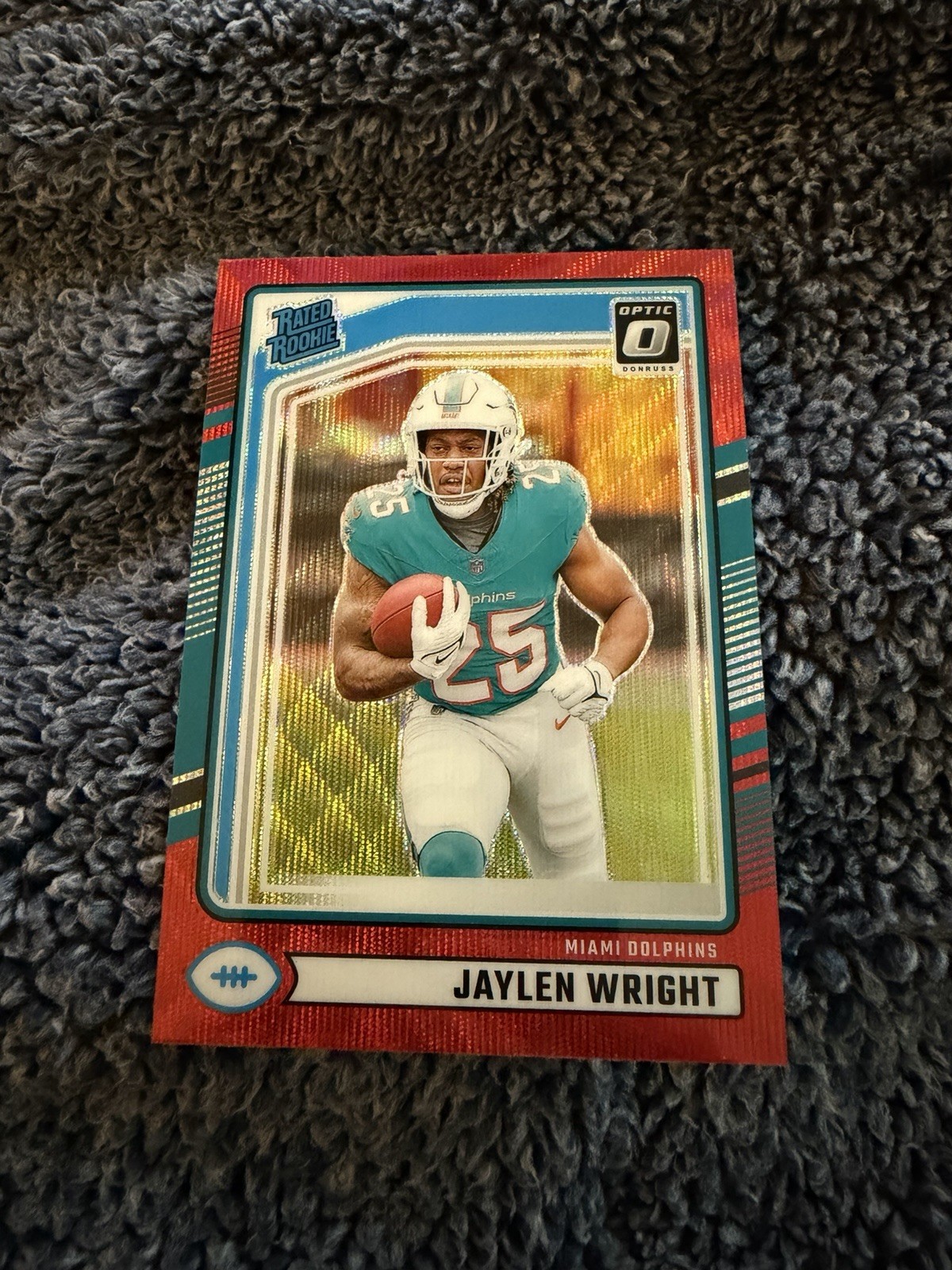 2024 Donruss Football Red Pandora Optic Preview Jaylen Wright 344 Rated Rookie