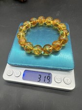 15.8mm 100%Natural Baltic Flower Amber Bracelet 12mm斯加里宁格勒俄料花珀手串 31.9g