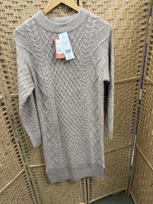 F&F cable-knit sweater dress in a beige/taupe colour Size Xs Bnwt