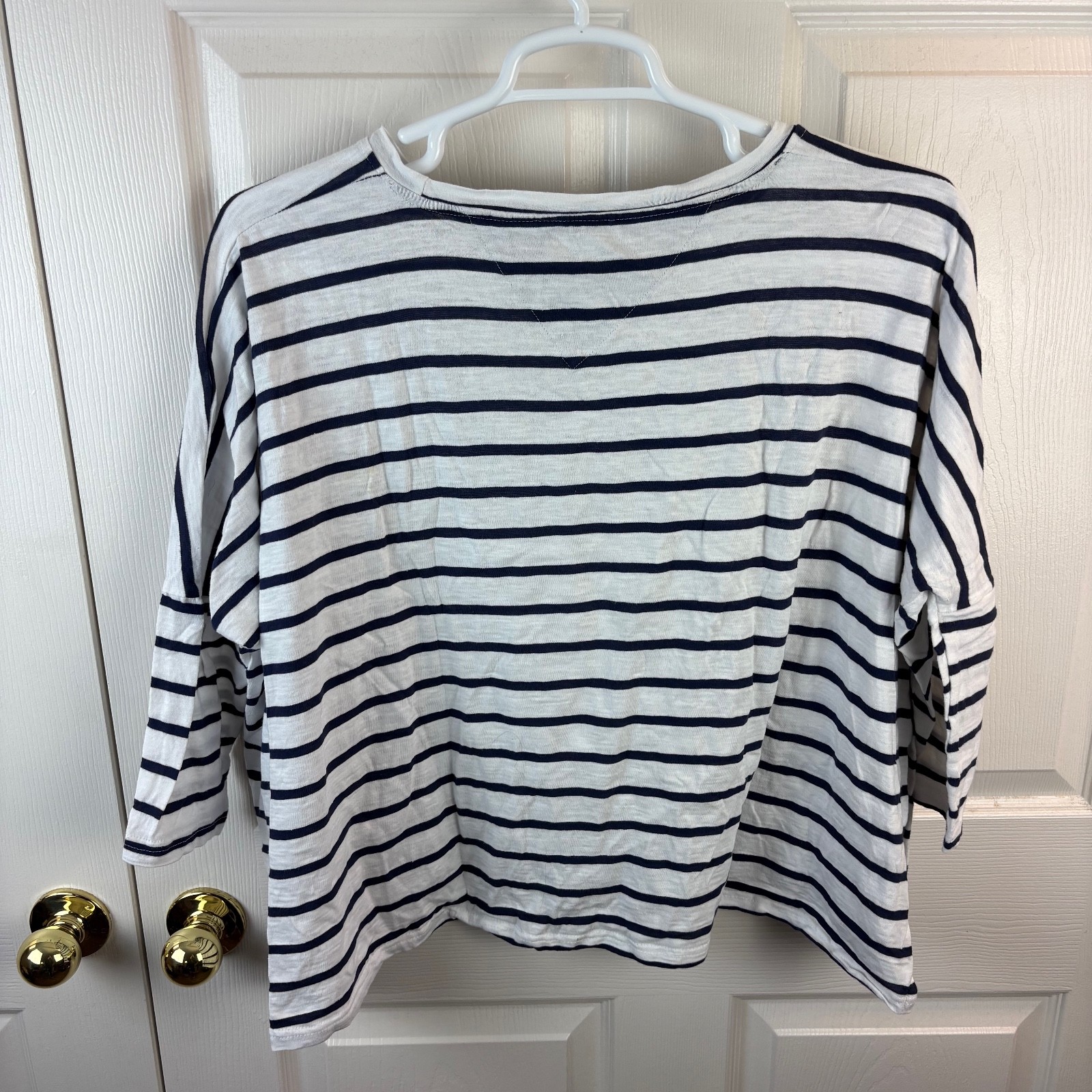 Women's Mersea Catalina Slub Cotton Striped Top Blue White One Size