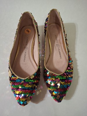 CHINESE LAUNDRY Gavin Sequin Ballet Shoes Multicolor Rainbow Size 5